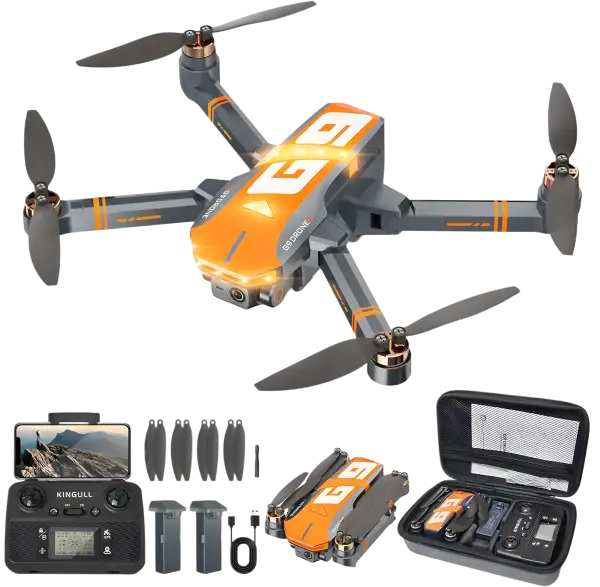 GPS Drones with 4K Camera for Adults with Brushless Motor and Follow Me Mode,Long Flight Time and Distance,5G FPV Transmission and Auto Return,G9 Foldable RC Quadcopter for Beginner and Kids,Under249g (Dark gray)