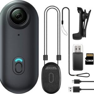 4K 128GB Mini Body Camera, Wearable Action Body Cam, Thumb Size Hands Free Recording Body Worn Camera, Premium Portable Camcorder Mount Anywhere for Work, Travel, Pet Walking (Black)