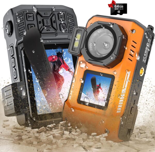 81Y0ngTAGSL._AC_SL1500_ 8K UHD 70MP WiFi Digital Camera with 64GB Card Rugged Waterproof Dustproof Shockproof 33FT Underwater Camera Dual-Screen Selfie for Snorkeling Autofocus Point and Shoot Digital Camera (Orange)