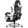 GTPLAYER Gaming Chair, Computer Chair with Footrest and Lumbar Support, Height Adjustable Game Chair with 360°-Swivel Seat and Headrest and for Office or Gaming (White)