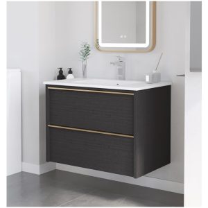 Floating Bathroom Vanity with Sink Wall Mounted Cabinet with 2 Soft-Close Drawers, Moisture-Resistant MDF,Large Storage for Small Space (Gray 30")